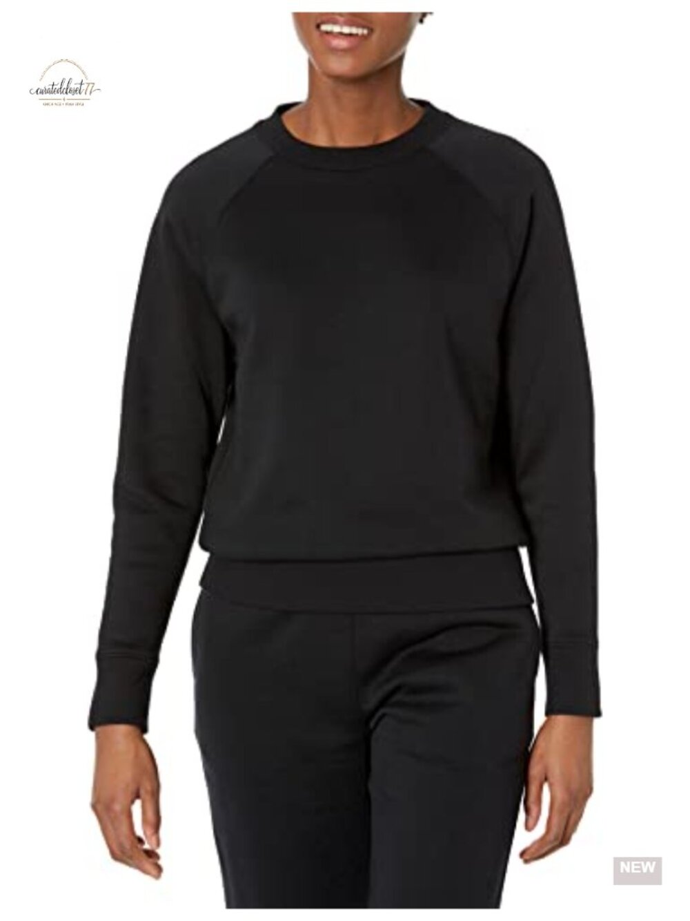Women's Relaxed Fit Crewneck Pullover Sweatshirt Long Sleeve Rib Detail